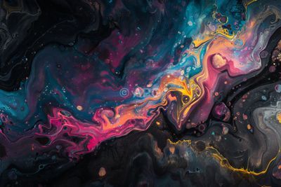 Abstrakte Galaxie: Fließende Kunst in Opalfarben